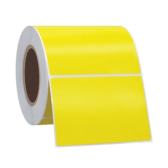 SSBM Thermal Transfer Labels, Yellow, 4x6 Inch, 8 Rolls, 1000 Labels/Roll, 3 Inch Core, Perforated, Must Have Thermal Ribbon (Not Included)