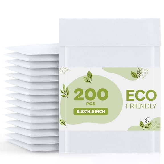SSBM #4 White Kraft Bubble Mailers 9.5" x 14.5" Tamper-Evident Padded Pouches for Documents Transisting 200 Pack