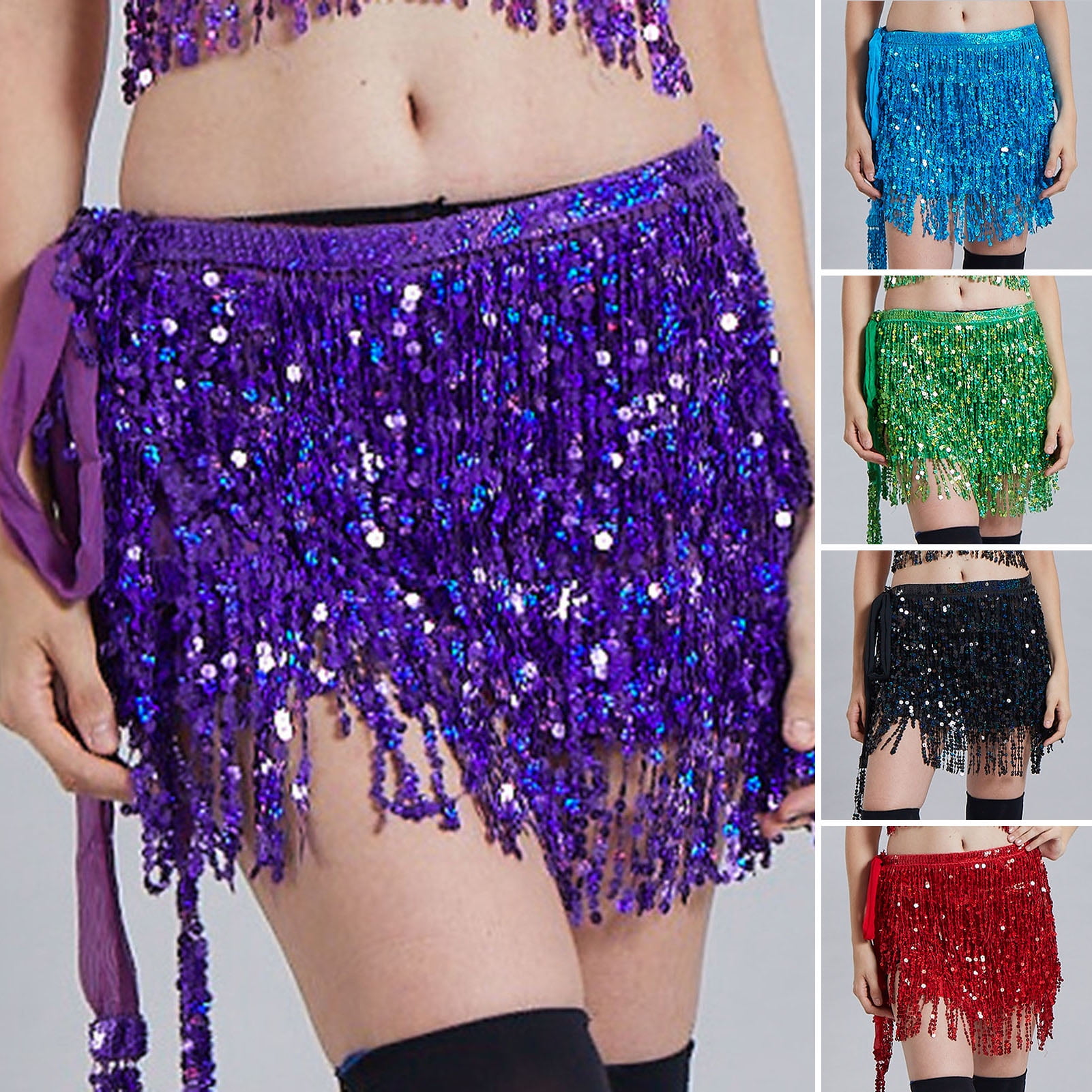 SSBSM Belly Dancing Skirt Shining Mini Skirt Exquisite Bohemia Style