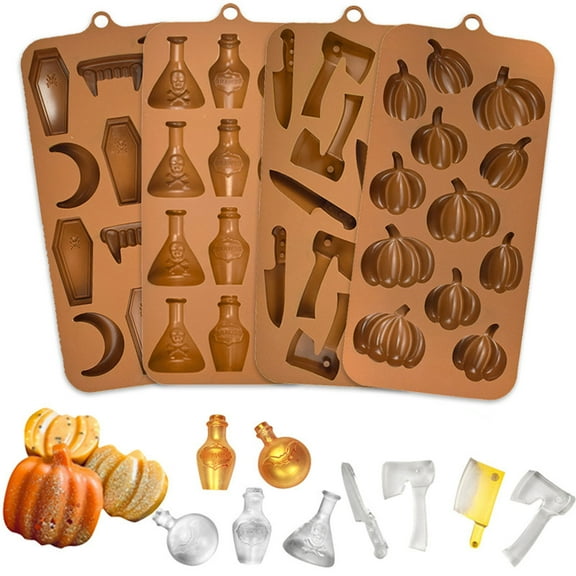 SSBSM Dessert Baking Mold Food Grade Heat-Resistant Silicone Halloween Pumpkin Ghost Shape Chocolate Candy Cookie Mold