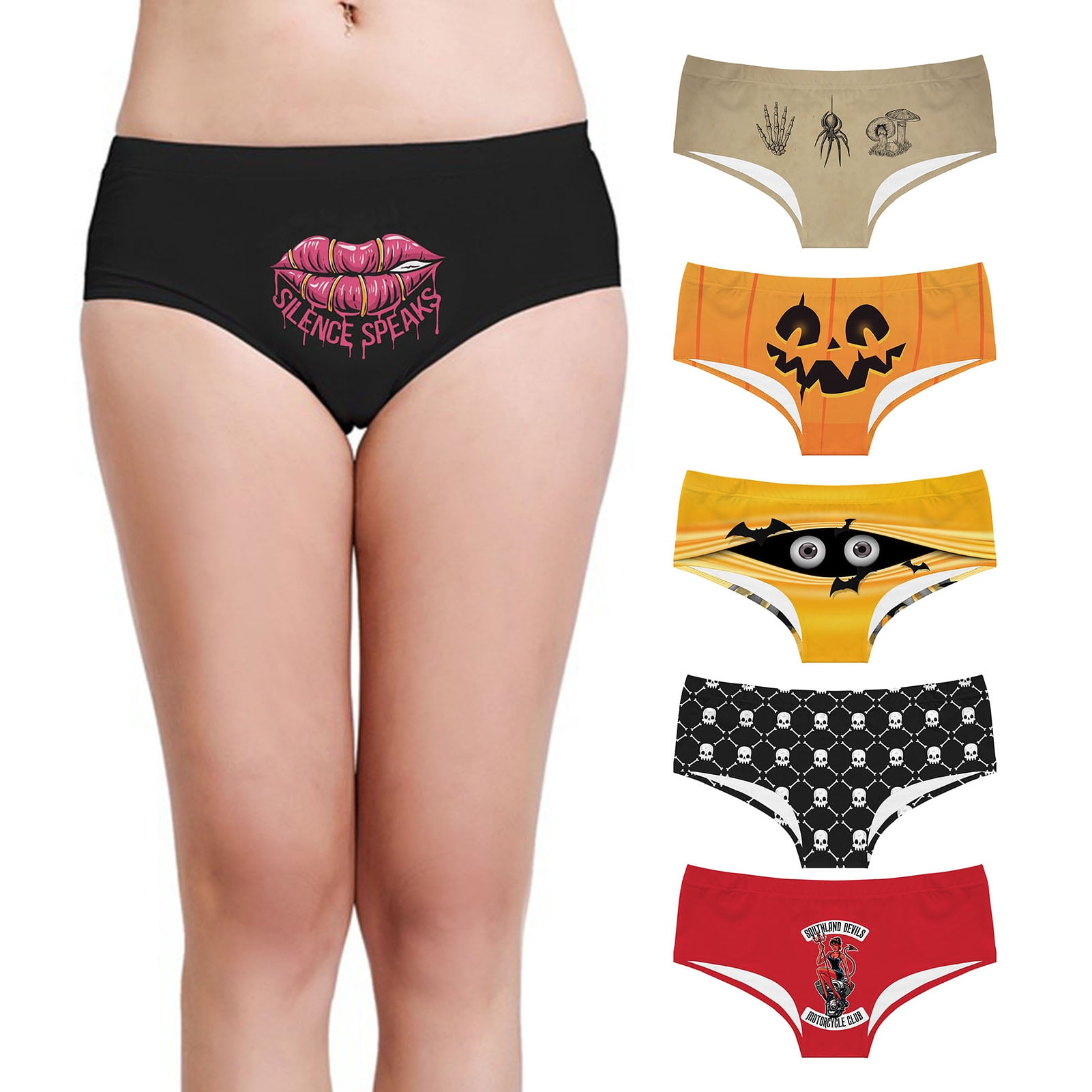 Women - Underwear: Halloween Pumpkin Print High Waist Skinny Panty (10.99  EUR)