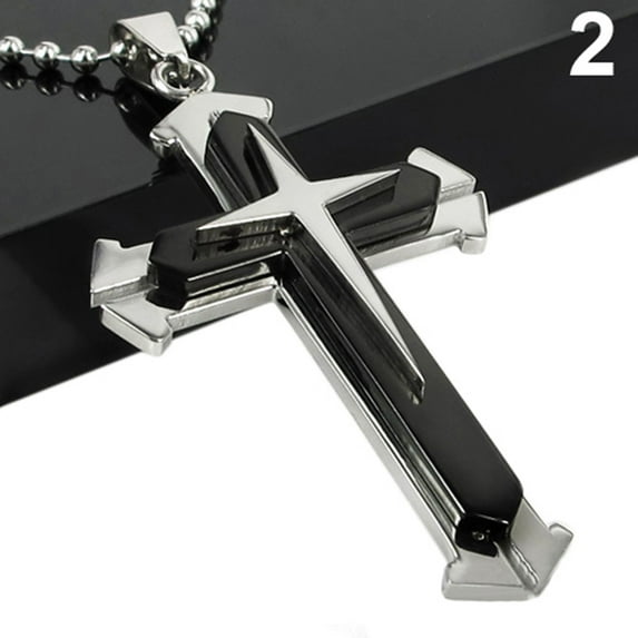SSBSM Men's Fashion Cross Pendant Stainless Steel Chain Necklace Jewelry Charm Gift
