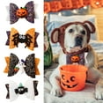 thumbnail image 1 of SSBSM Puppy Collar Pumpkin Pattern Shiny Visual Effect Quick Release Sequins Design Wear Resistant Enhance Atmosphere Polyester Halloween Printing Bow-knot Style Pet Dog Cat Collar Pet Supplies, 1 of 8