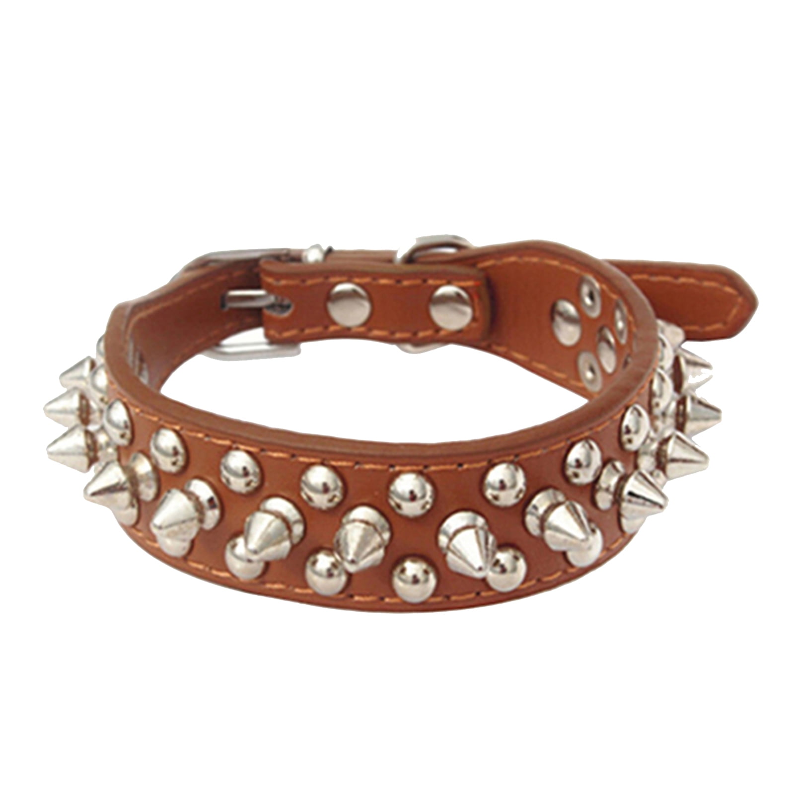 SSBSM Spiked Studded Faux Leather Dog Collar Rivet Strap Buckle Neck Collar for Edgy Style