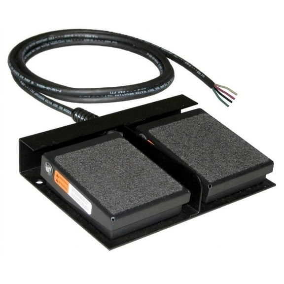 SSC Controls DS100 Dual Foot Switch, Electrical, Momentary Action, Two Pedal, SPDT Wired Normally Open (N.O.), 8-ft Cable with Leads, No Guard, Twin Pedal, Left/Right, Up/Down, Forward/Reverse