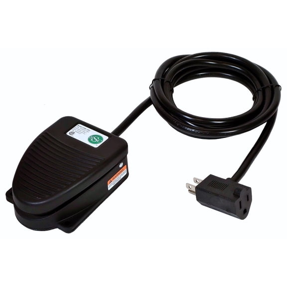 SSC Controls F200-1501 Foot Switch, Die-Cast, Electrical, Momentary Action, Single Pedal, 8-ft Cable with Piggyback Plug (3-Pronged)