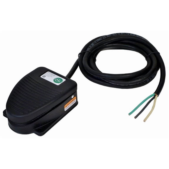 SSC Controls F200-1502 Foot Switch, Momentary Action, 8-ft Cable with Leads, Electrical, Die-Cast, Single Pedal, Made in USA