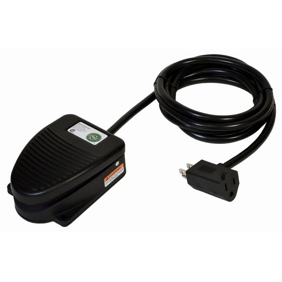 SSC Controls F300-1501 Foot Switch, Maintained Action (Push On / Push Off), Single Pedal, 8-ft Cable with Piggyback Plug (3-Pronged), Die-Cast, Electrical