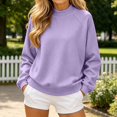 thumbnail image 1 of SSCMYXG Women’s Solid Mock Neck Raglan Sleeve Sweatshirt Long Sleeve Loose Fit No Hood Casual Pullover for Fall Winter Purple L, 1 of 3