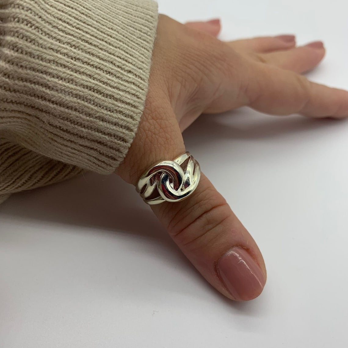 SSD_Big Silver Knot Thumb Ring-Gift For Her-Unique Bold Ring-Chunky ...