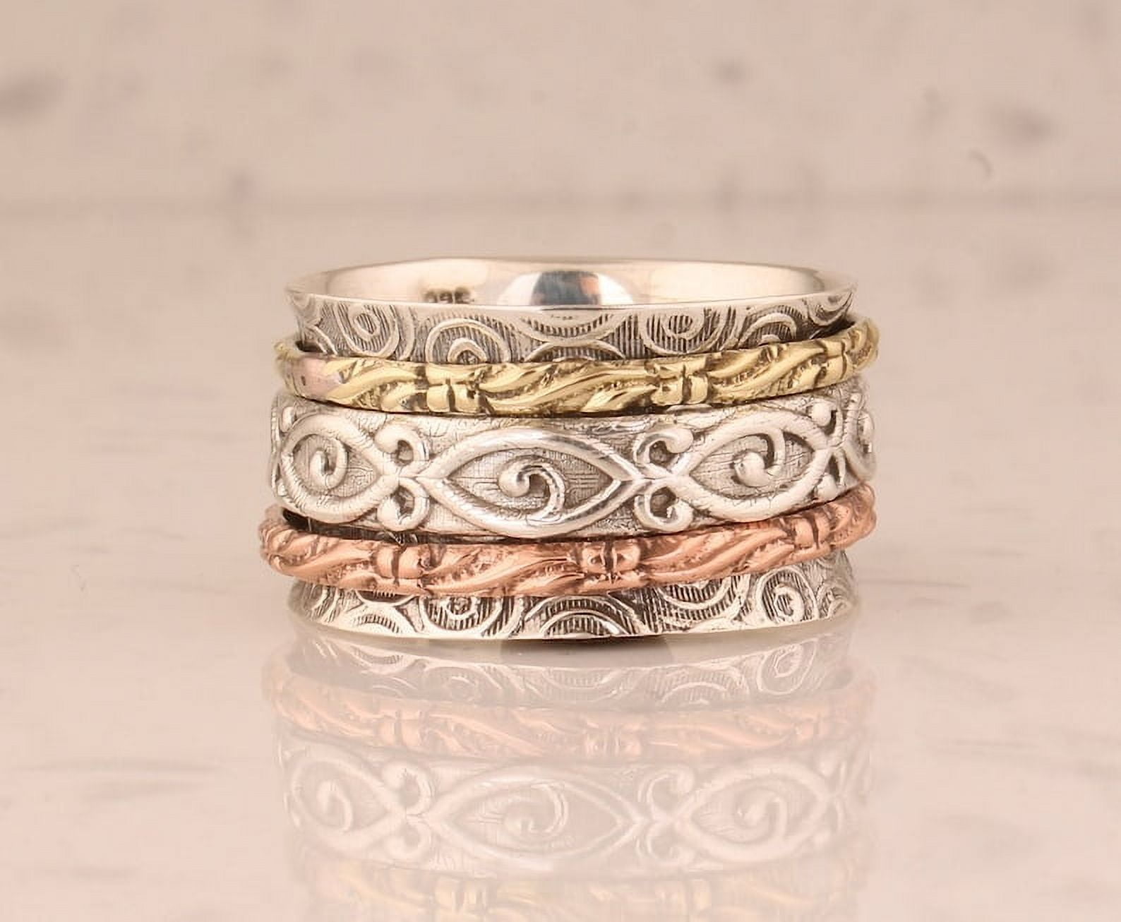 SSD_Boho Spinner Ring, Sterling Silver With 925 Purity Anxiety Ring For ...