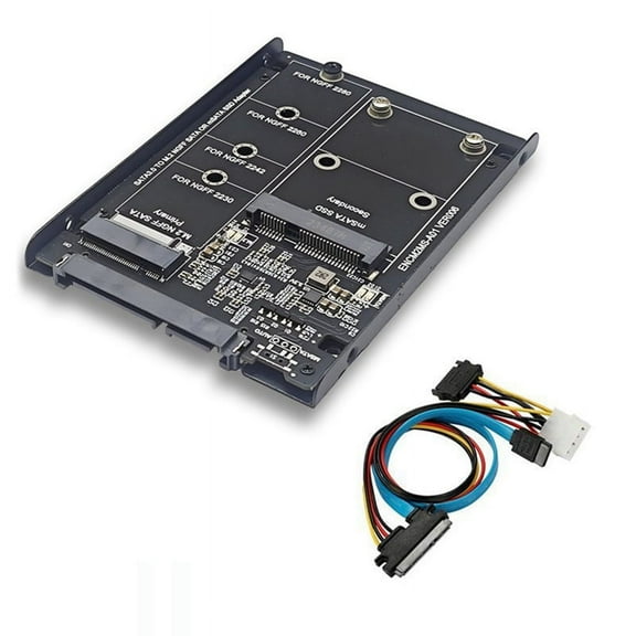 SSD Case Enclosure M2 NGFF&MSATA to SATA3.0 6Gb 2.5In Adapter Riser CardBoard with Socket Support M.2 SSD MSATA SSD PCB+Metal Black,1 * SSD Case Enclosure 1 * 22PIN cable