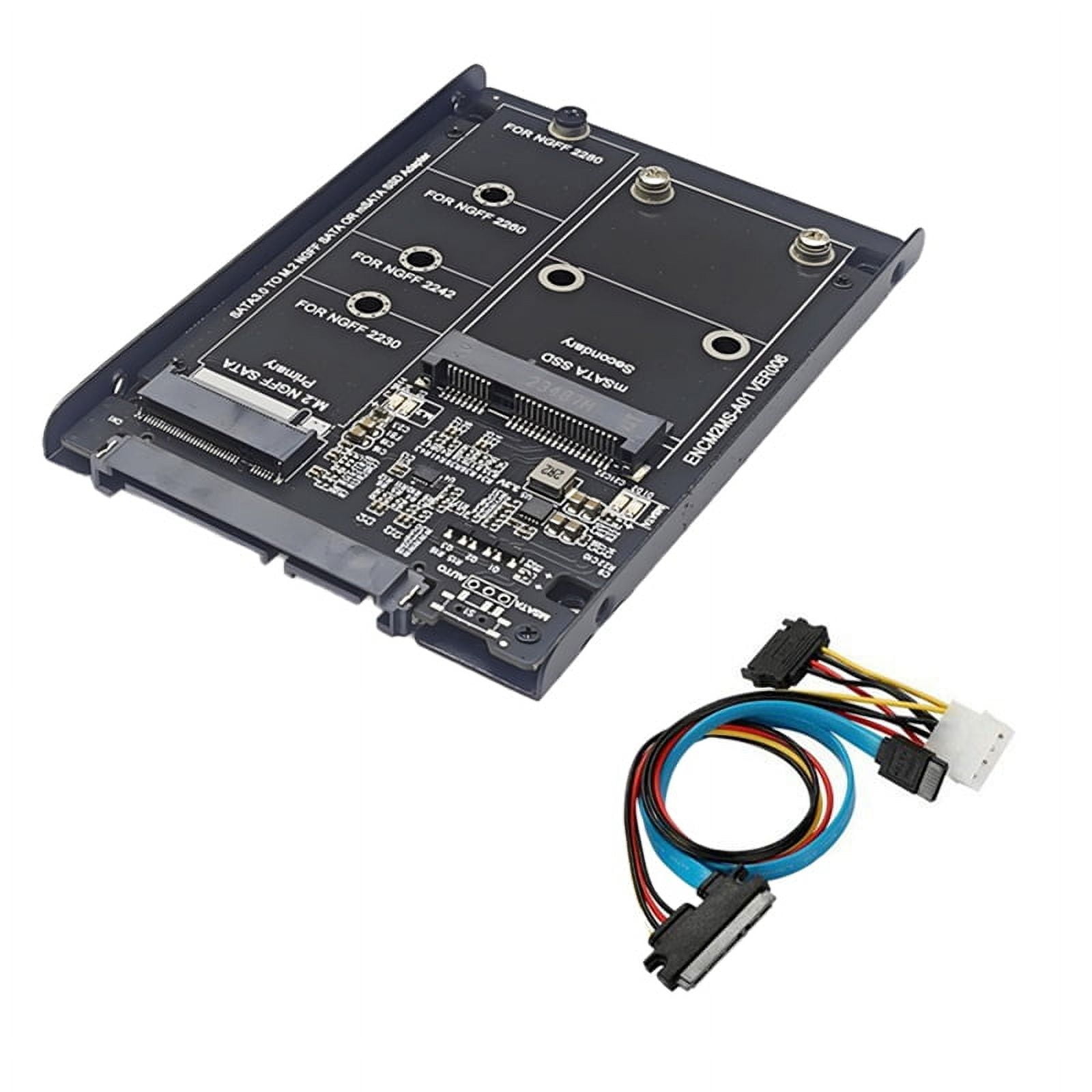 SSD Case Enclosure M2 SATA + MSATA to SATA3.0 6Gb Adapter Riser Card ...