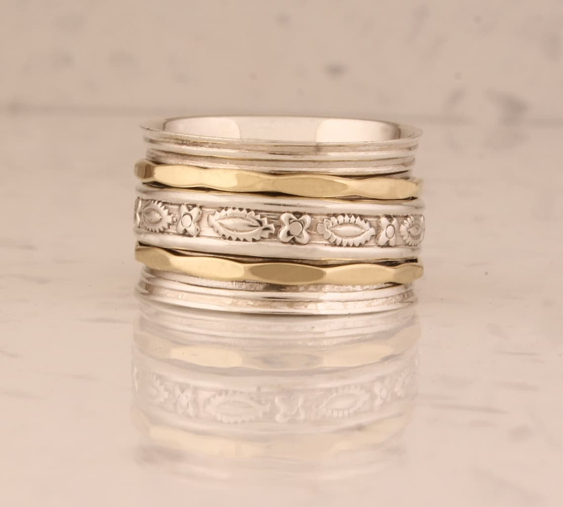 SSD_Handmade Two-Tone Boho Spinner Ring – 925 Sterling Silver Anxiety ...