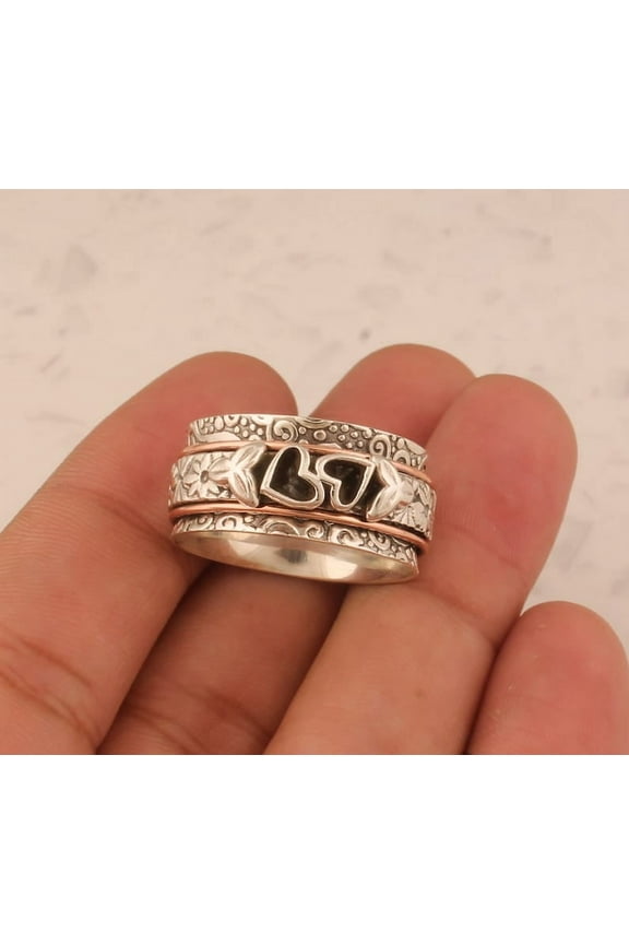SSD_Little Heart Sterling Silver With 925 Stamped Purity Anxiety Ring For Men Women