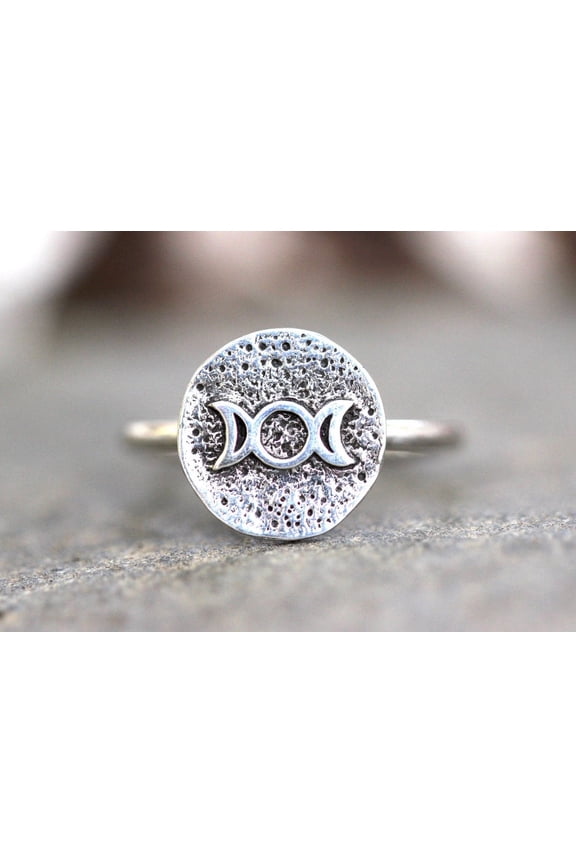 SSD_Moon Phase Ring Triple Moon Goddess Ring Witch Ring Crescent Moon Ring