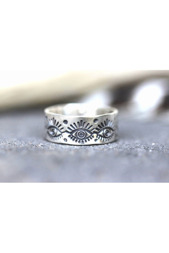 SSD_Sterling Silver Eye Ring Evil Eye Ring Seeing Eye Ring Evil Eye Malocchio Ring