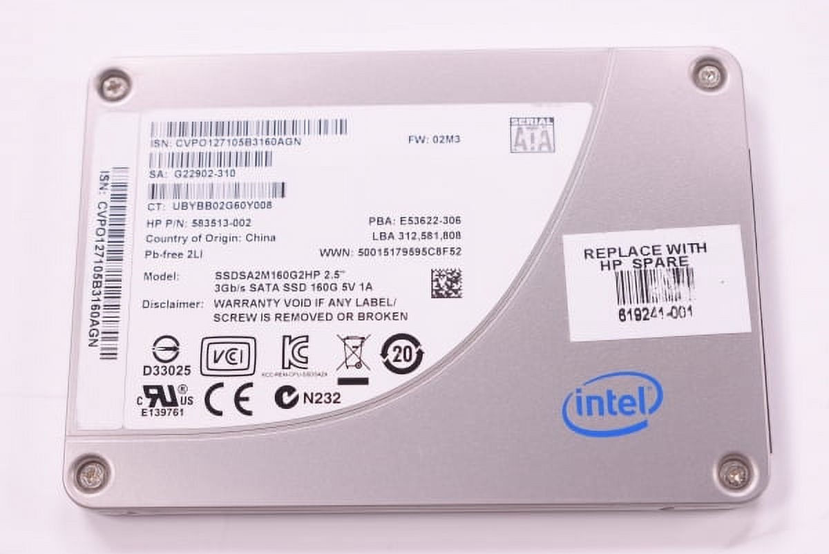 SSDSA2M160G2HP Intel 160gb S 2.5 Solid State Drive