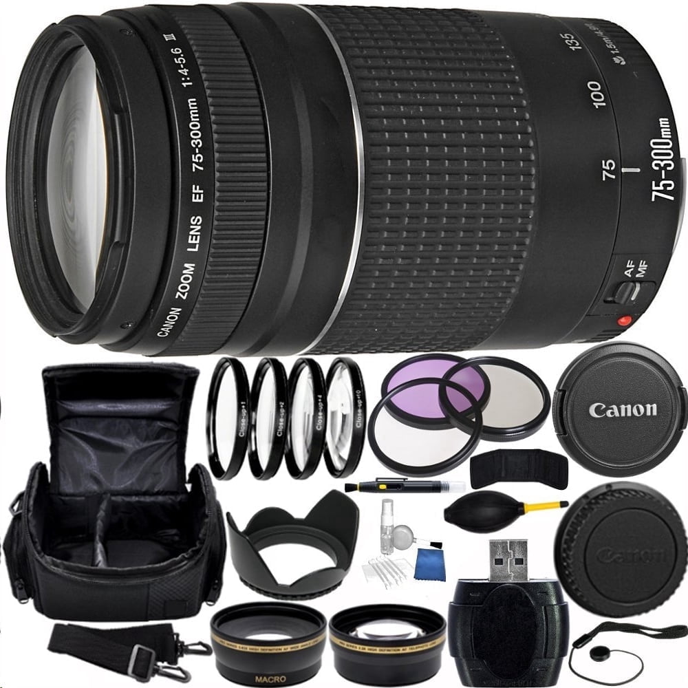 Canon EF 75-300mm f/4-5.6 III Zoom Lens Bundle for DSLR Cameras
