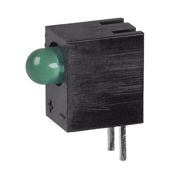 SSF-LXH103GD  LED Circuit Board Indicator LED Circuit Board Indicator Single Green Diffused, Tinted 2.1V 20mA Round with Domed Top 3mm, T-1 Through Hole, Right Angle