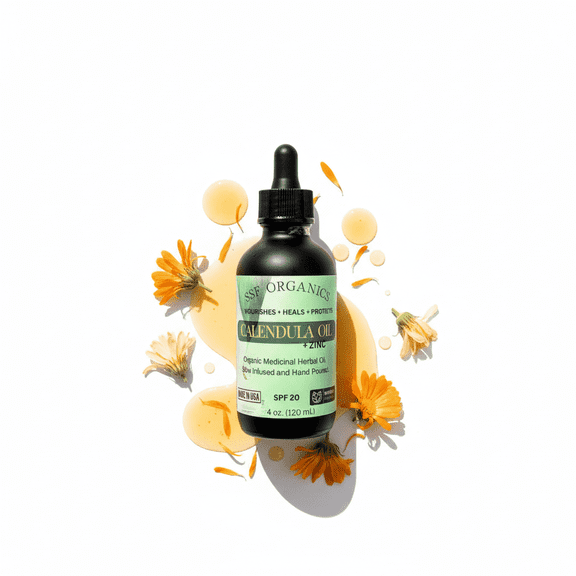Ssf Organics-Calendula Oil Concentrate | Topical Recovery for Damaged Skin. Soothes, Heals, Restores. 1 oz.