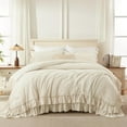 SSFDC Dark Grey Comforter Set Full, Gray Ruffle Shabby Chic Bedding
