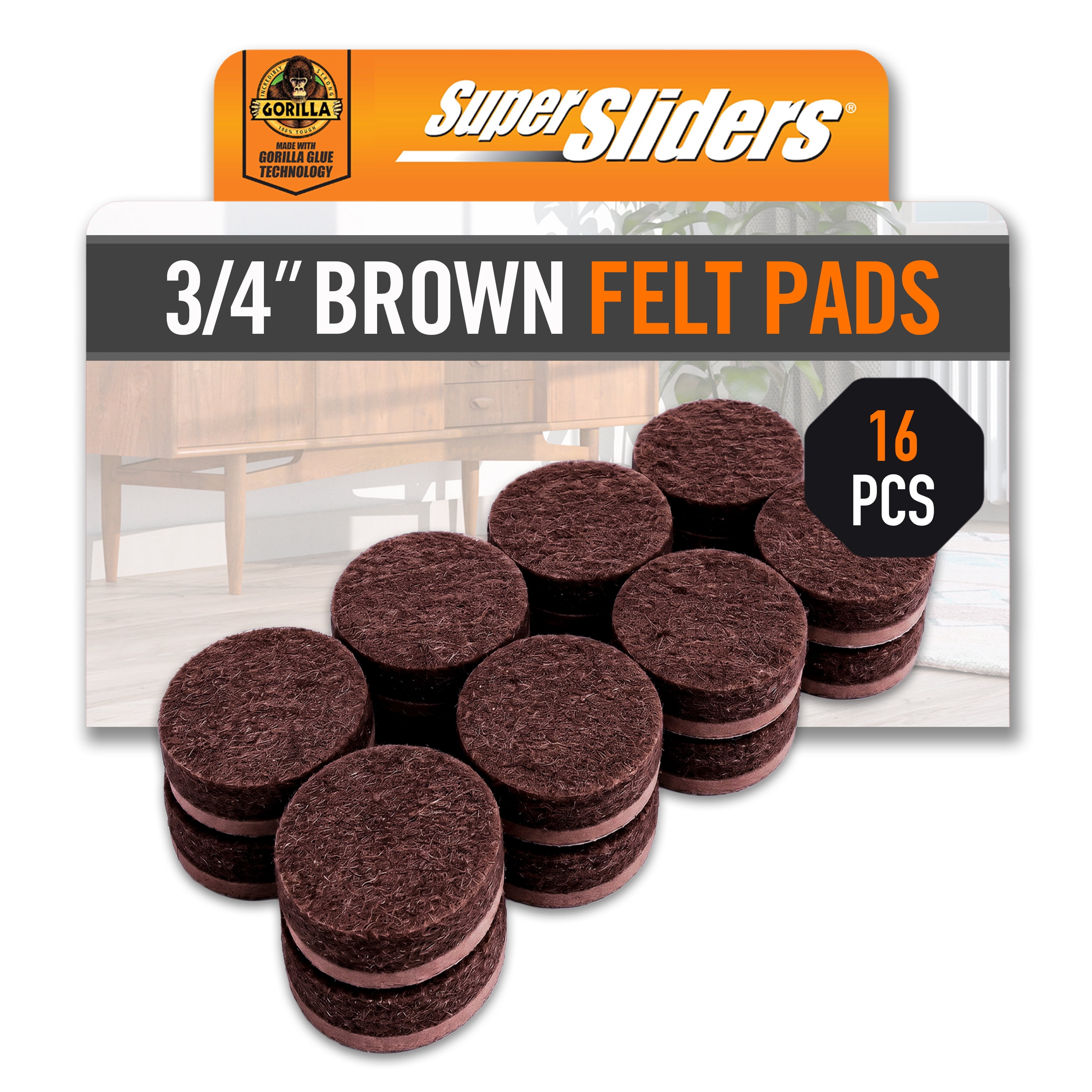 SSGG 3/4 Round Brown Felt Pads 16 Pack