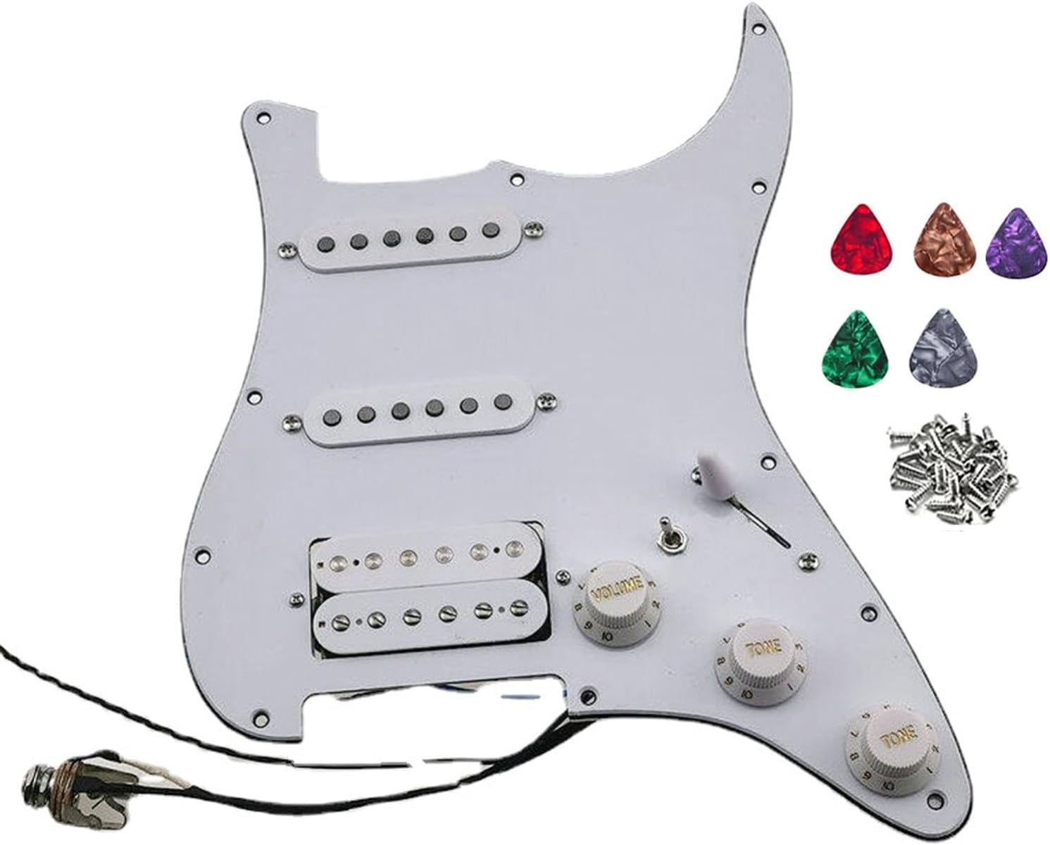 SSH Prewired Guitar Strat Pickguard Set Ainico 5 Humbucker Pickups Coil Splitting Switch Multi Switch Harnesses ,For Fender ST Electric Guitar Part Replacement