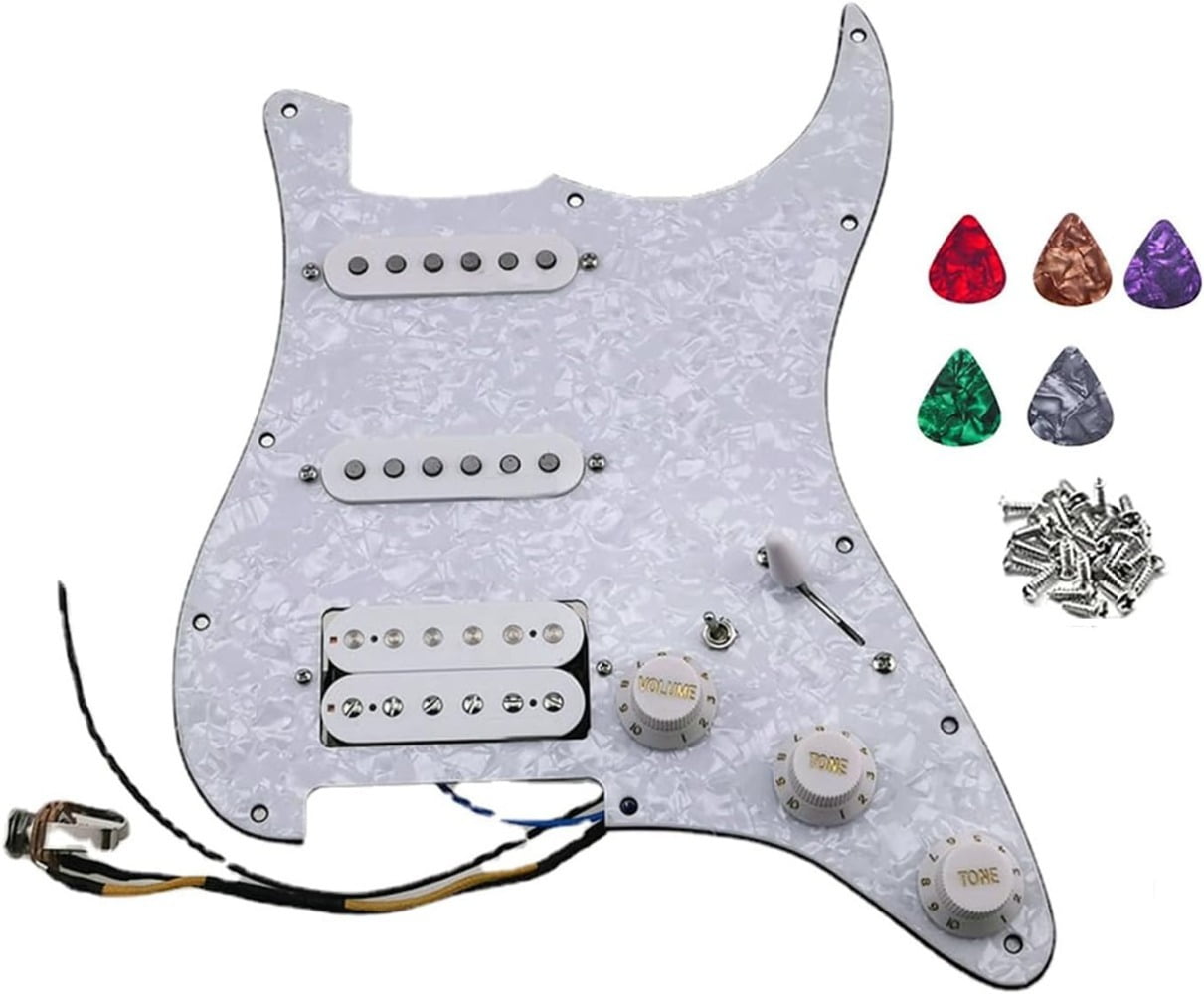 SSH Prewired Guitar Strat Pickguard Set Ainico 5 Humbucker Pickups Coil Splitting Switch Multi Switch Harnesses ,For Fender ST Electric Guitar Part Replacement