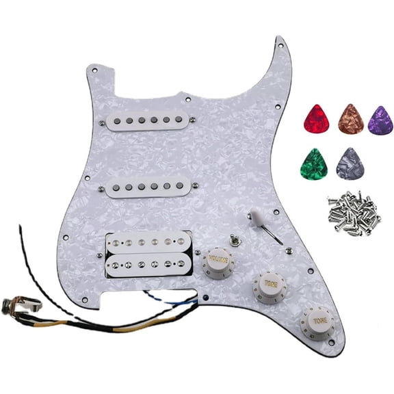 SSH Prewired Guitar Strat Pickguard Set Ainico 5 Humbucker Pickups Coil Splitting Switch Multi Switch Harnesses ,For Fender ST Electric Guitar Part Replacement