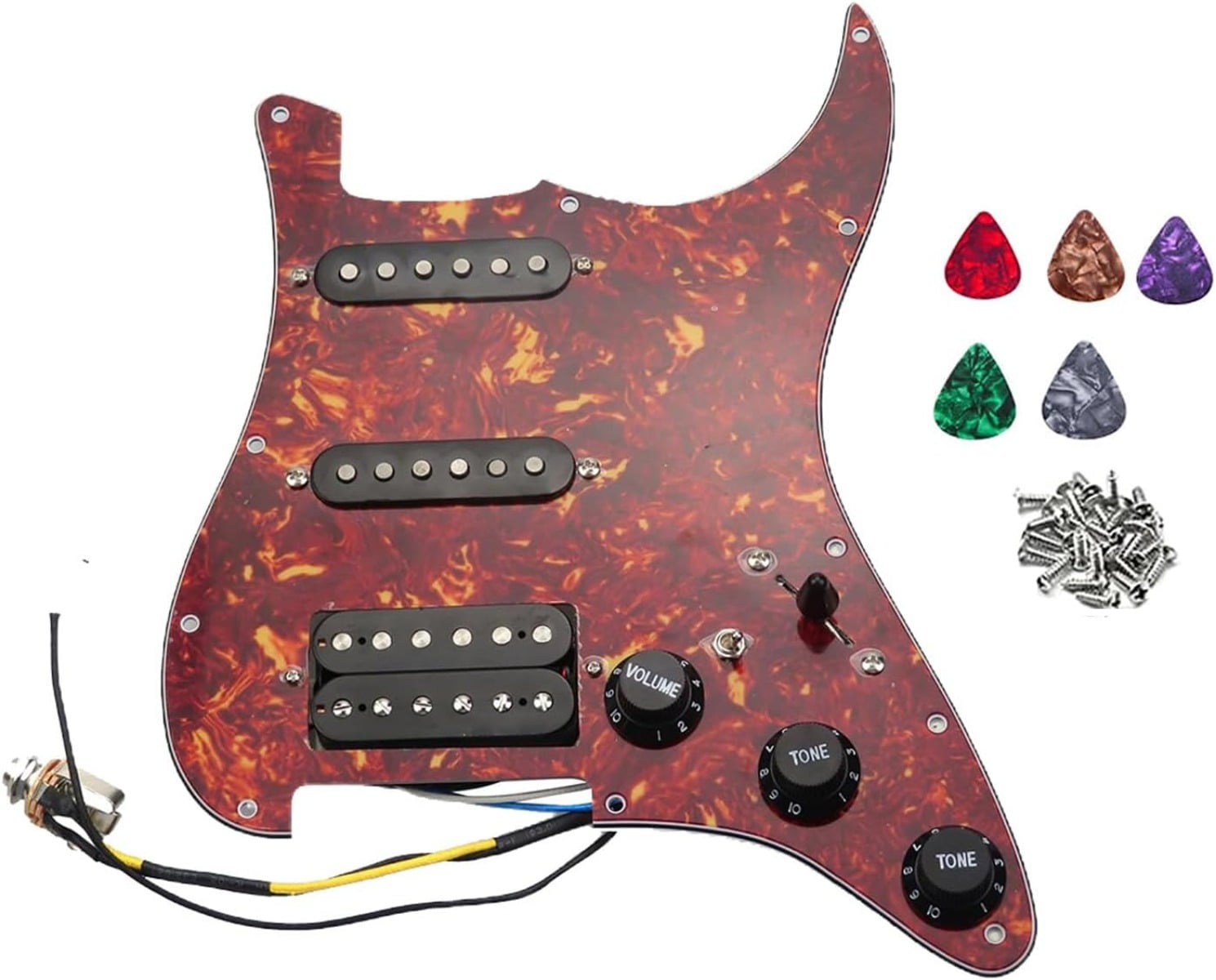 SSH Prewired Guitar Strat Pickguard Set Ainico 5 Humbucker Pickups Coil Splitting Switch Multi Switch Harnesses ,For Fender ST Electric Guitar Part Replacement