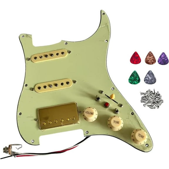 SSH Prewired Guitar Strat Pickguard Set Ainico 5 Humbucker Pickups Coil Splitting Switch Multi Switch Harnesses ,For Fender ST Electric Guitar Part Replacement