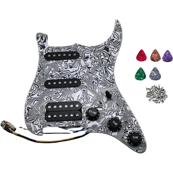 SSH Prewired Guitar Strat Pickguard Set Ainico 5 Humbucker Pickups Coil Splitting Switch Multi Switch Harnesses ,For Fender ST Electric Guitar Part Replacement