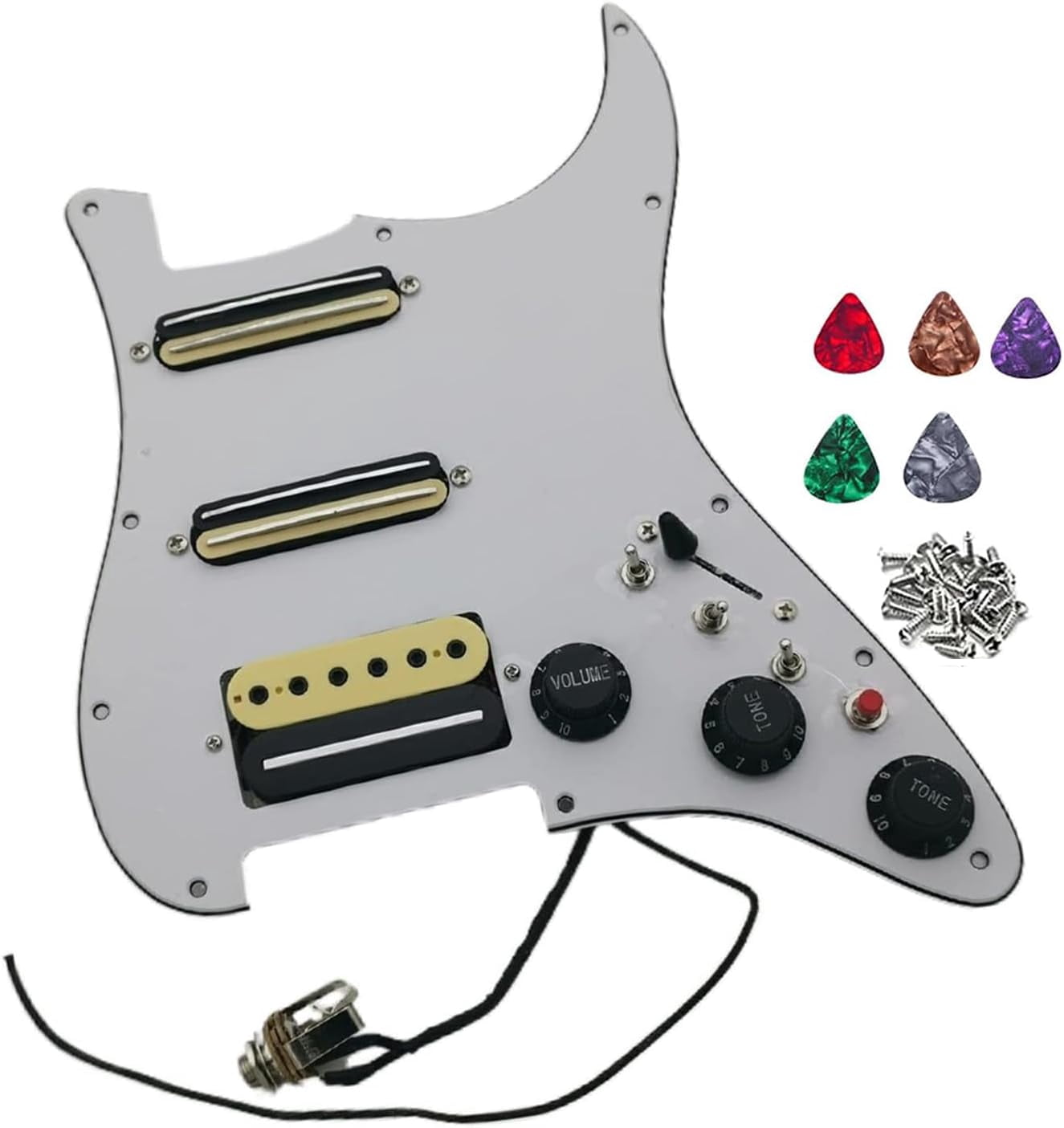 SSH Prewired Guitar Strat Pickguard Set Ainico 5 Humbucker Pickups Coil Splitting Switch Multi Switch Harnesses ,For Fender ST Electric Guitar Part Replacement
