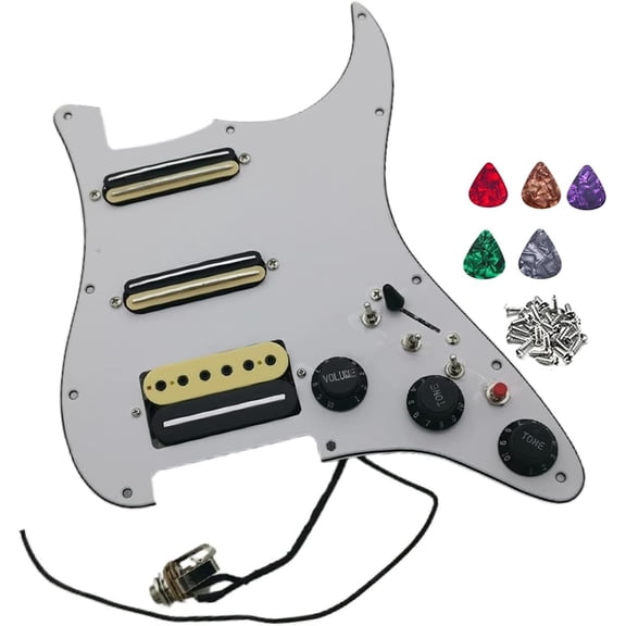 SSH Prewired Guitar Strat Pickguard Set Ainico 5 Humbucker Pickups Coil Splitting Switch Multi Switch Harnesses ,For Fender ST Electric Guitar Part Replacement