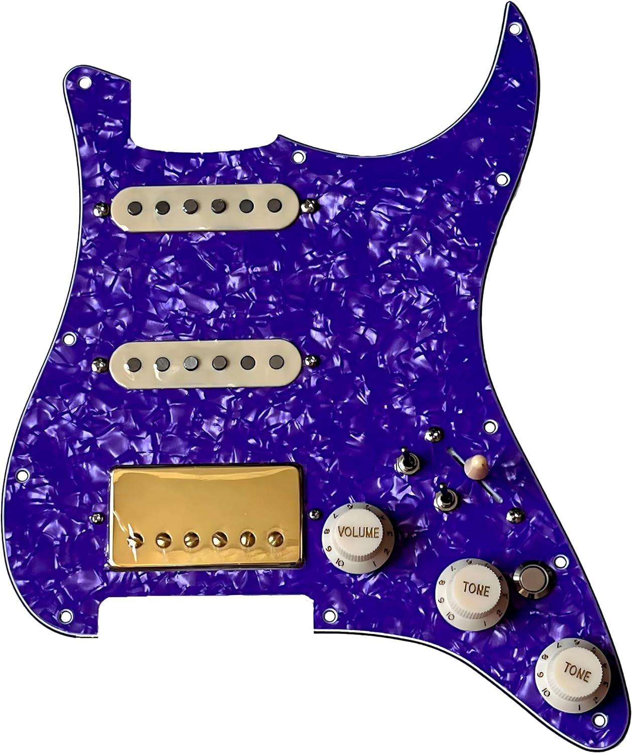 SSH Prewired Guitar Strat Pickguard Set With Silent Switch Kill Swith Ainico 5 Humbucker Pickups Coil Splitting Switch Multi Switch Harnesses ,For Fender ST Electric Guitar Part Replacement