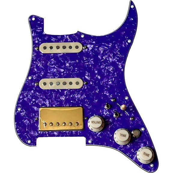 SSH Prewired Guitar Strat Pickguard Set With Silent Switch Kill Swith Ainico 5 Humbucker Pickups Coil Splitting Switch Multi Switch Harnesses ,For Fender ST Electric Guitar Part Replacement