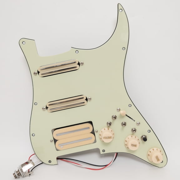 SSH Prewired Loaded Pickguard for ST Style Electric Guitar, Coil Splitting Humbucker & 2 Single Coil Pickups, 11 Hole Replacement Pickguard Assembly with 5 Way Switch, Full Wiring Kit