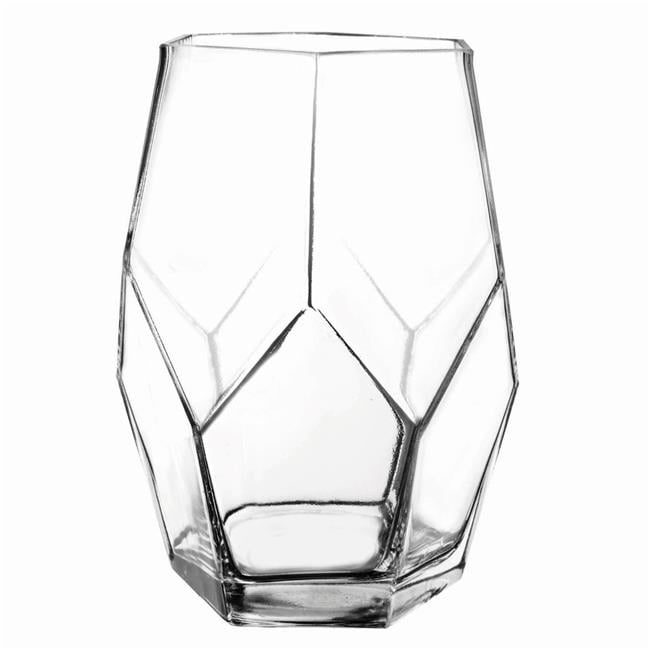 Modern Faceted Clear Crystal Prism Vase, 8-inch