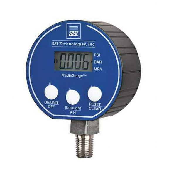 SSI MG-3000-A-9V-R Digital Pressure Gauge, 0 to 3000 psi, 1/4 in MNPT, Plastic, Black