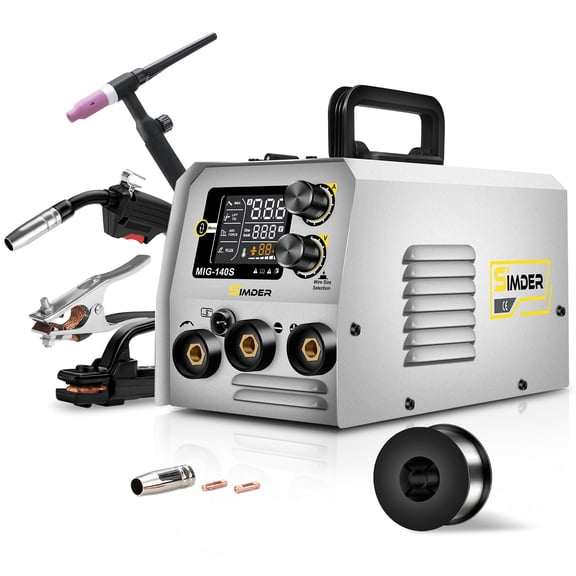 SSIMDER 140 Amp MIG Welder and WP17V TIG Torch Stick/Flux Core MIG/Lift TIG 3 in 1 Welding Machine with IGBT Inverter for Metal DIY Projects/Home/Farm/Car Maintenance