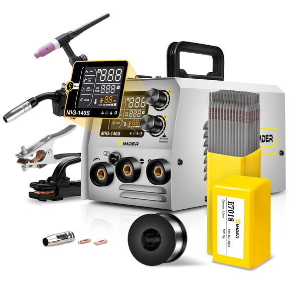 SSIMDER MIG Welder 110V with WP17 TIG Torch & E7018 10LB Welding Rod, 3 in 1 Flux Core MIG/Stick/Lift TIG Welder, IGBT Inverter for DIY Projects, Home Repairs, Farm Work, Automotive Applications, Con