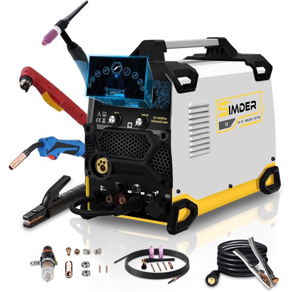 SSIMDER MIG Welder 200A Plasma Cutter Welder Combo 10 in 1 multiprocess welder Pulse MIG/Gas MIG/Flux Core/HF TIG/Stick/Cut Aluminum Welder Welding Machine for Home DIY Outdoor