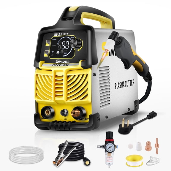 SSIMDER Plasma Cutter 50Amp 110V/220V Plasma Cutting Equipment 1/2" Clean Cut 3/4 inch Max Cutting Large LED Display 2T/4T Plasma Cutter Machine for Metal Fabrication Auto Repairs DIY Workshops