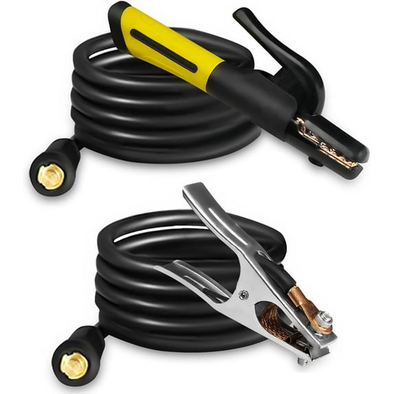 SSIMDER Electrode Holder with Cable & Ground Clamp Set, 600A Stick Welder Stinger with Dinse 10-25 & 35-50 Plug, Heavy Duty ARC Welding for Home, Garage & Automotive