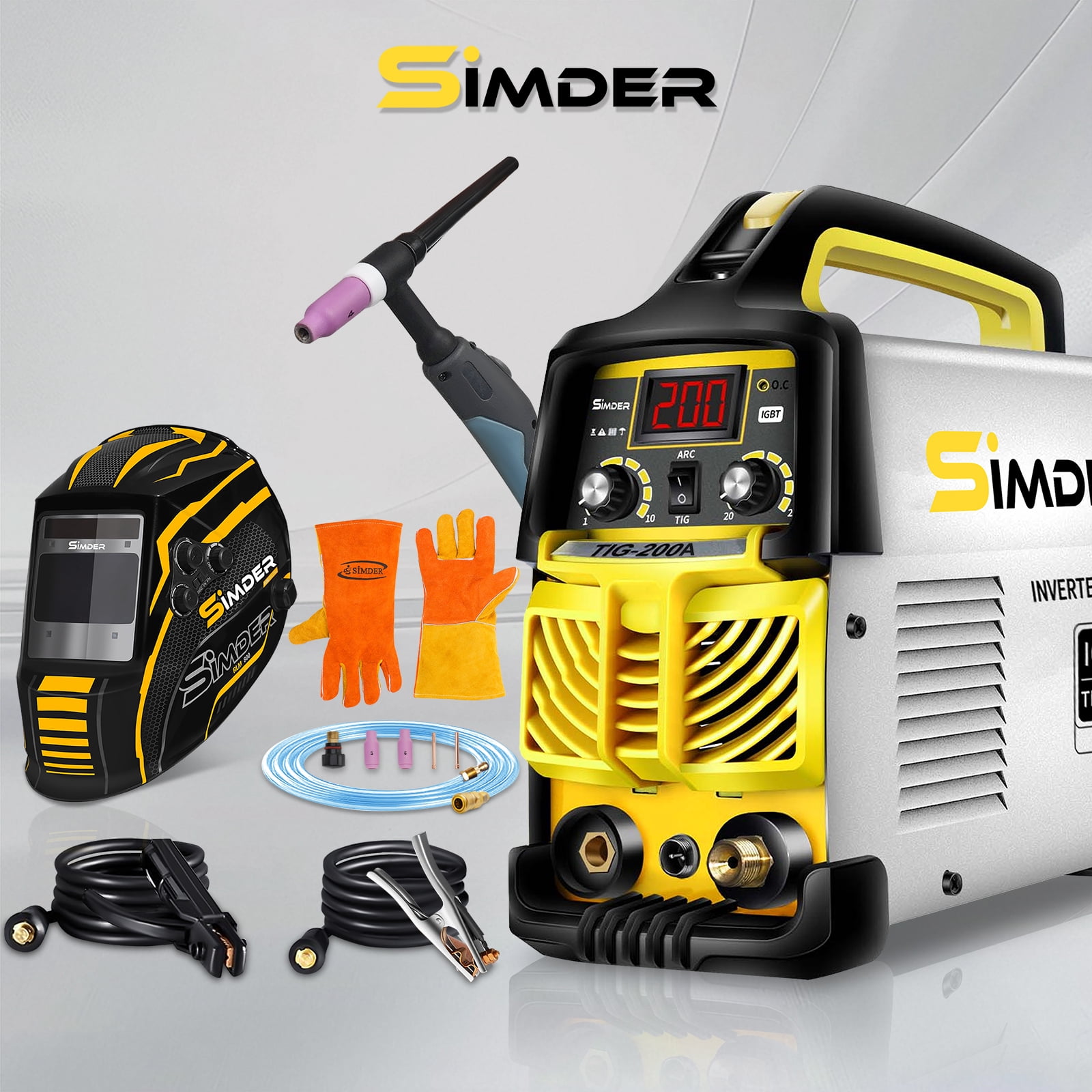 SSIMDER Welding Machine with Auto-Darkening Welding Helmet and Welding Gloves, 140A 2-in-1 Lift TIG/Stick Welder, Portable Dual Voltage 110V/220V for Home DIY, Repair and Metalwork