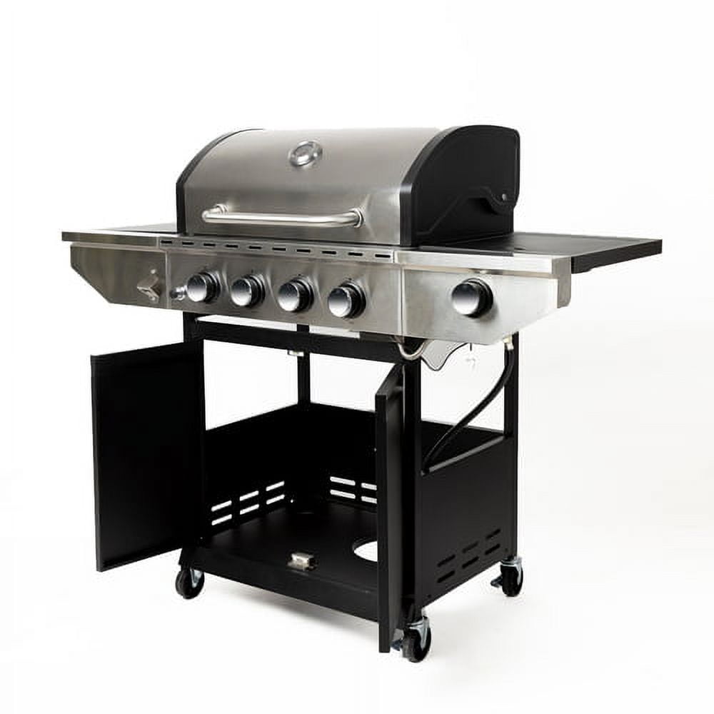 SSJL Outdoor Grill 4-Burner Stainless Steel Propane Gas Grill with Side Burner
