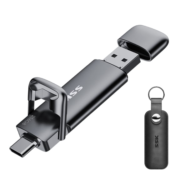 SSK 256GB Dual USB C Flash Drive, 2-in-1 Type C+ USB A 3.2 Gen2 Solid State Thumb Drive, Super Fast Speed Up to 550MB/s Memory Stick Data Storage for Thunderbolt 3, Android Phone,Tablet,Macbook,Laptop