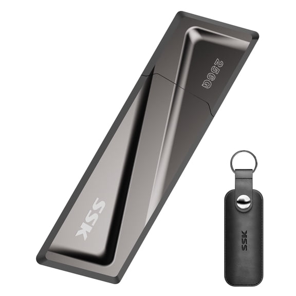 SSK 256GB USB SSD Solid State Flash Drive 550MB/s Super-Fast Transfer Speed USB 3.2 Gen2 Thumb(Jump) Drive Memory Stick + USB C Adapter for Type-c Smartphone, Laptop, MacBook/Pro/Air and More