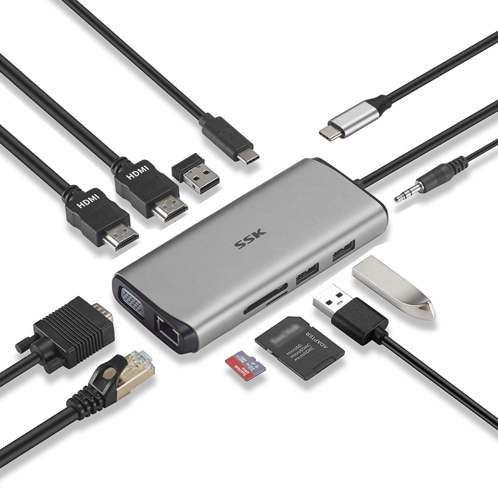 SSK USB-C Triple Display Laptop Docking Station